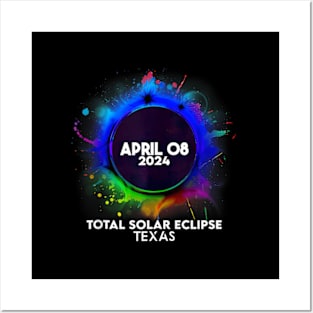 Total Solar Eclipse Texas 2024 Colorful Totality Posters and Art